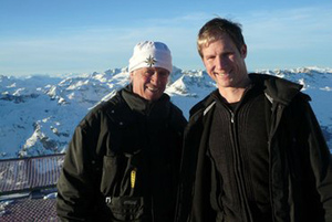 Till Pöhlmann mit Willy Bogner auf dem Corvatsch (CH)